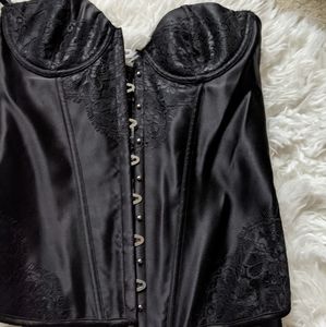 New black lace corset lace up bustier top